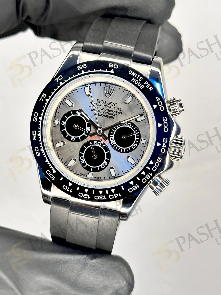 Rolex Daytona Silver Dial Oysterflex Kordon Replica Watch