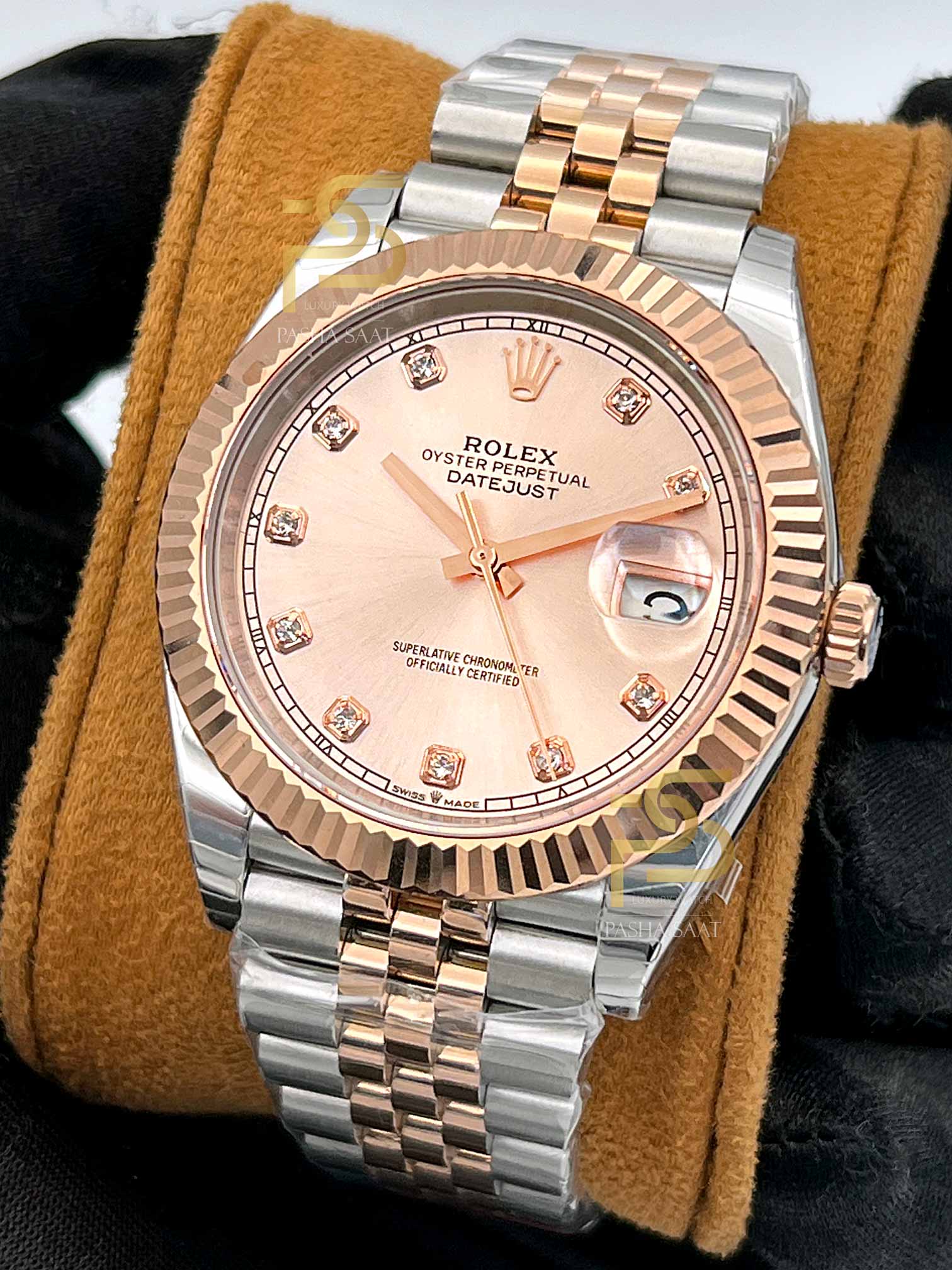 Rolex Datejust Two Tone Sundust Stick Dial Oyster Rolex Datejust Two Tone Sundust Eta Saat