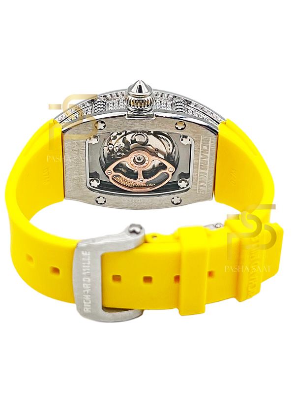 Richard Mille Lady Watch Diamond Yellow Rubber Strap