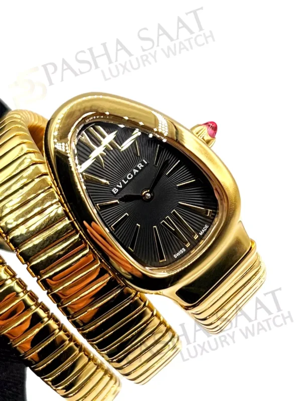 Bvlgari Yılan Altın Rengi Siyah Kadran Taşlı Saat