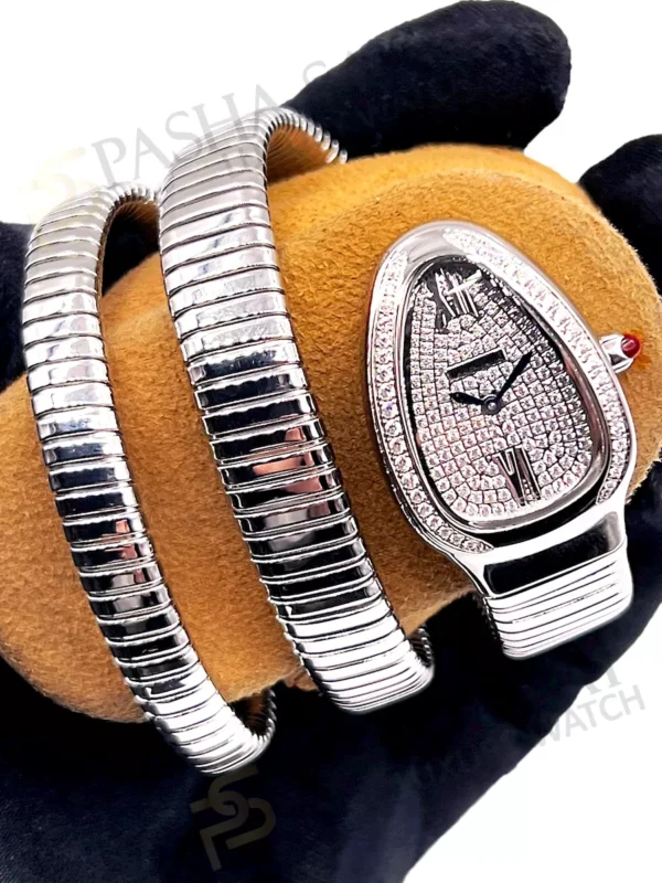 Bvlgari Serpenti Diamond Pave Dial Steel Watch