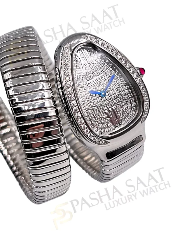 Bvlgari Serpenti Diamond Pave Dial Steel Watch