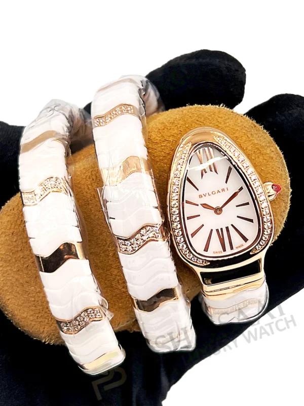 Bulgari Serpenti Spiga Rose Gold & White Ceramic 102202