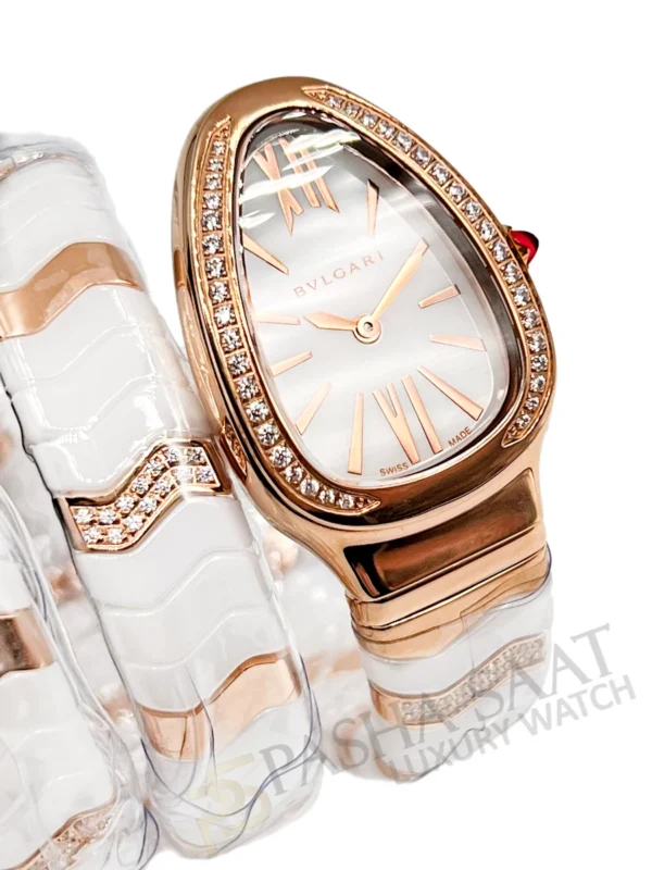 Bulgari Serpenti Spiga Rose Gold & White Ceramic 102202