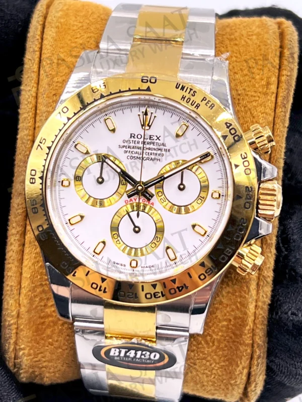 Eta Saat - Pasha Saat Rolex Daytona Steel And Gold White Dial BT Factory