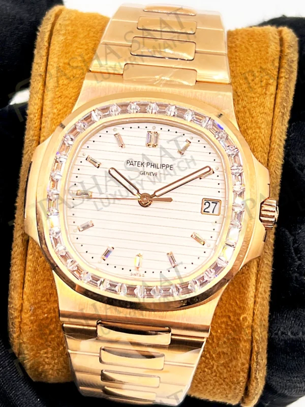 Patek Philippe Nautilus Rose Gold Baquette Diamond Bezel