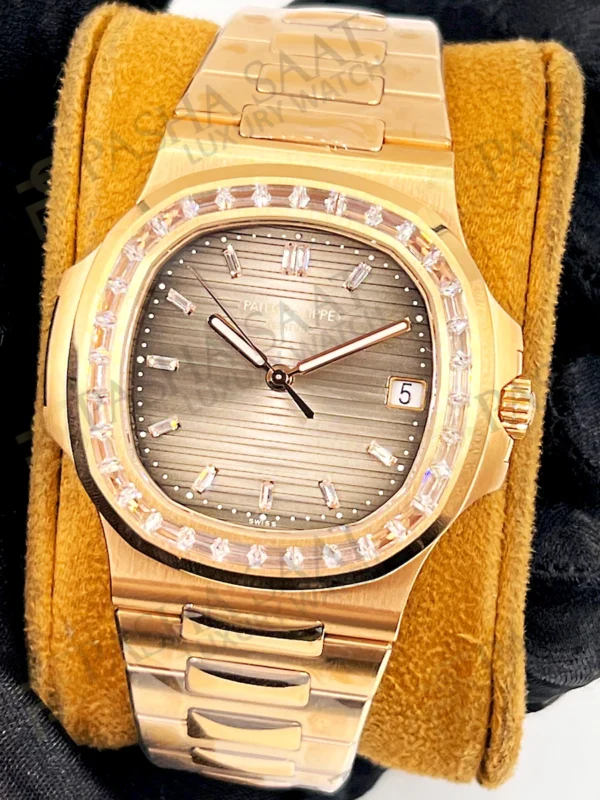 Patek Nautilus 5711 Rose Gold Baquette Diamond Bezel