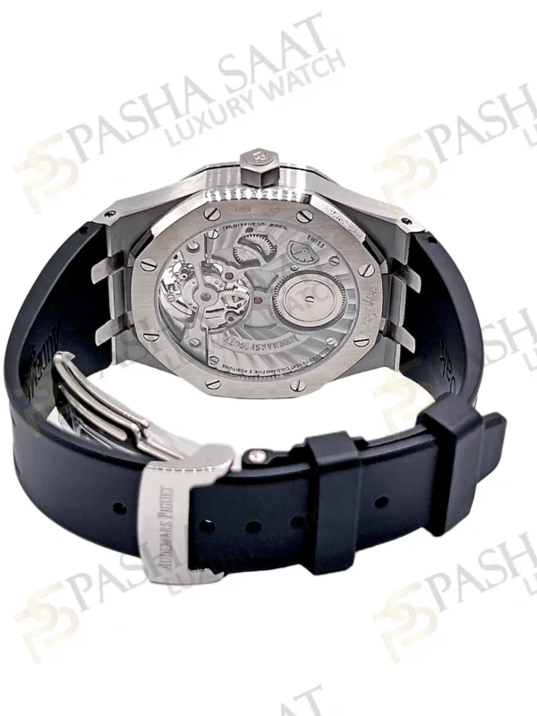 AP Tourbillon Royal Oak Mor Kadran Siyah Silikon Kordon