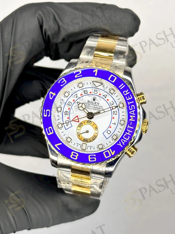 Rolex Yacht Master II Çift Renk Sarı Mercedes Replika Saat