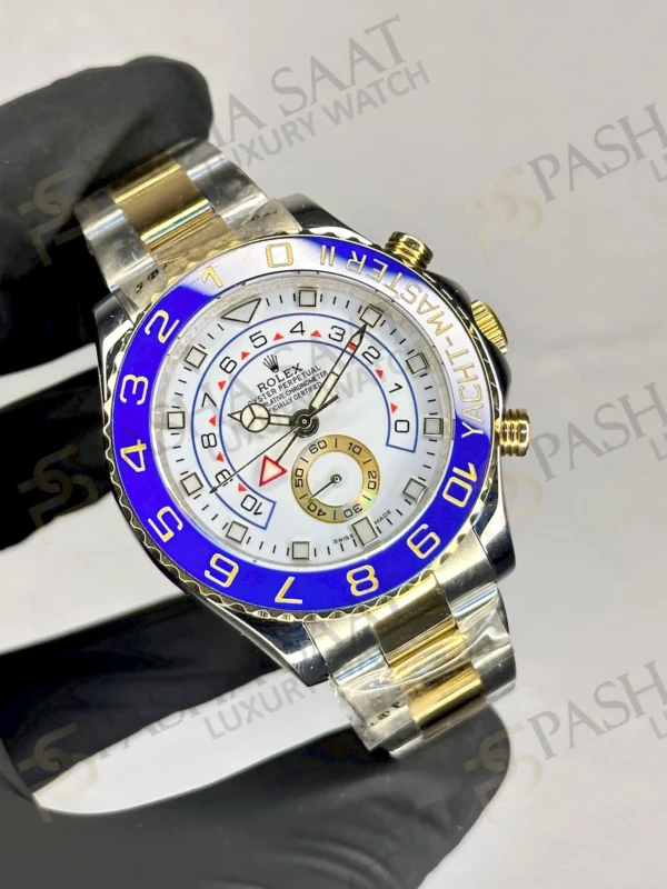 Rolex Yacht Master II Çift Renk Sarı Mercedes Replika Saat