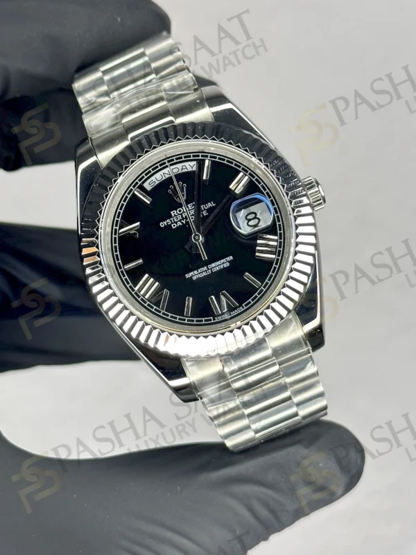 Rolex Daydate Siyah Kadran Çelik Saat