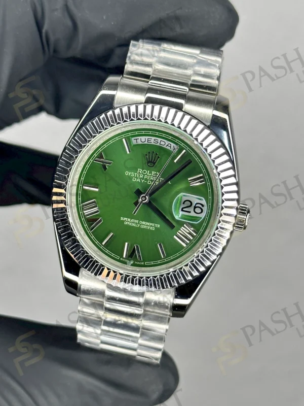 Rolex Day Date Yeşil Tırtıklı Bezel Replika Saat