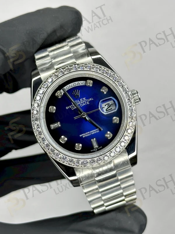 Rolex Day Date Mavi Taşlı 10 Kadran Taşlı Bezel