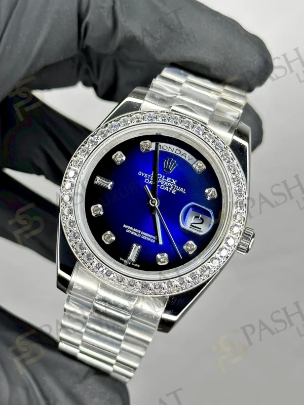 Rolex Day Date Mavi Taşlı 10 Kadran Taşlı Bezel