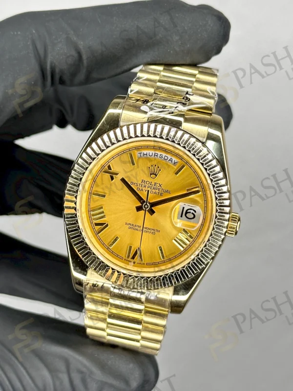 Rolex Day Date Altın Rengi Sarı Kadran A+++ Replika Saat