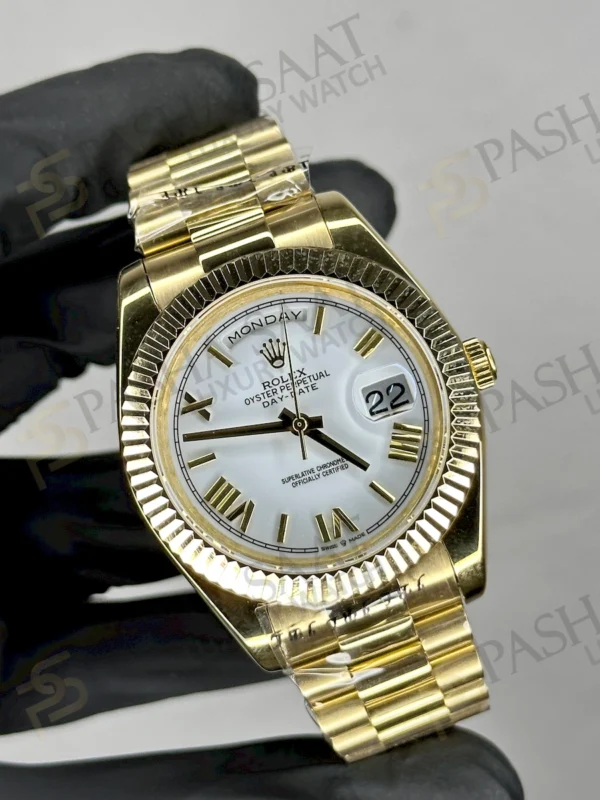 Rolex Day-Date Altın Rengi Beyaz Kadran A+++ Replika Saat