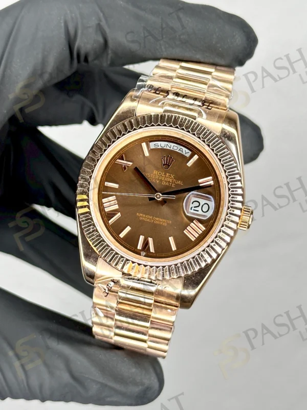 Rolex Day-Date Everose Gold Chocolate Replika Saat