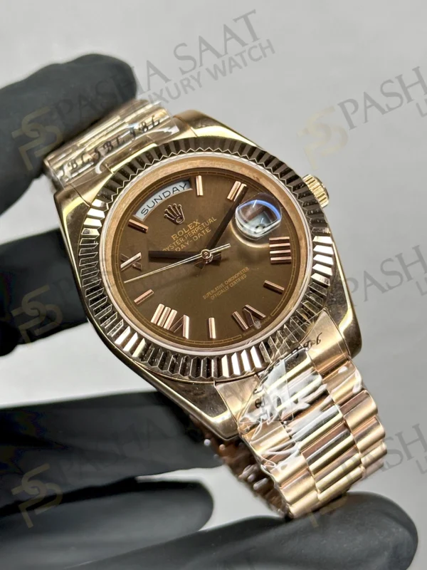 Rolex Day-Date Everose Gold Chocolate Replika Saat