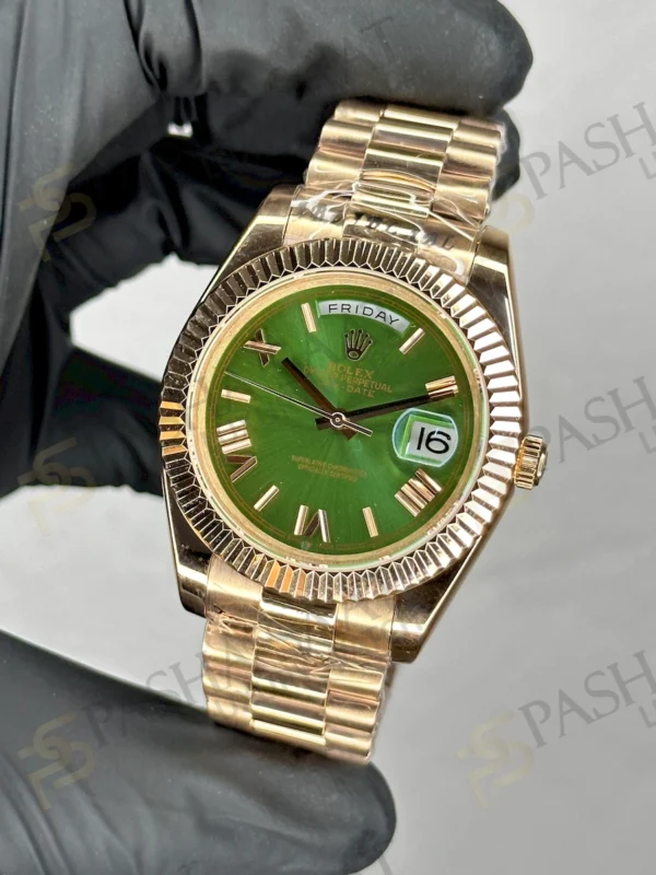 Rolex Day-Date Rose Altın Yeşil Kadran Replika Saat