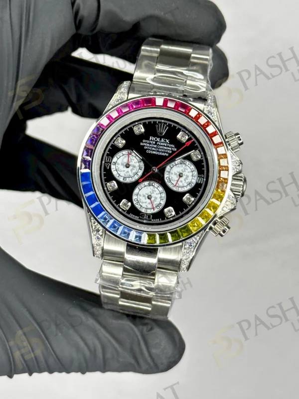 Rolex Daytona Rainbow Baget Taşlı Çelik Saat