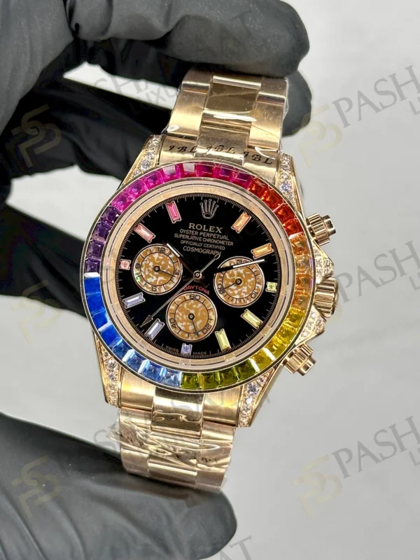 Daytona Rainbow Rolex Rose Gold Replica Watch