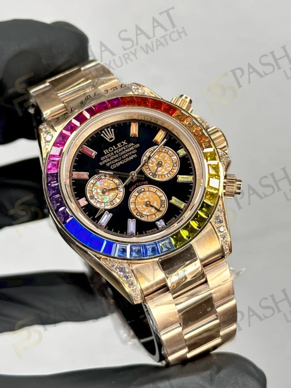 Daytona Rainbow Rolex Rose Gold Replica Watch