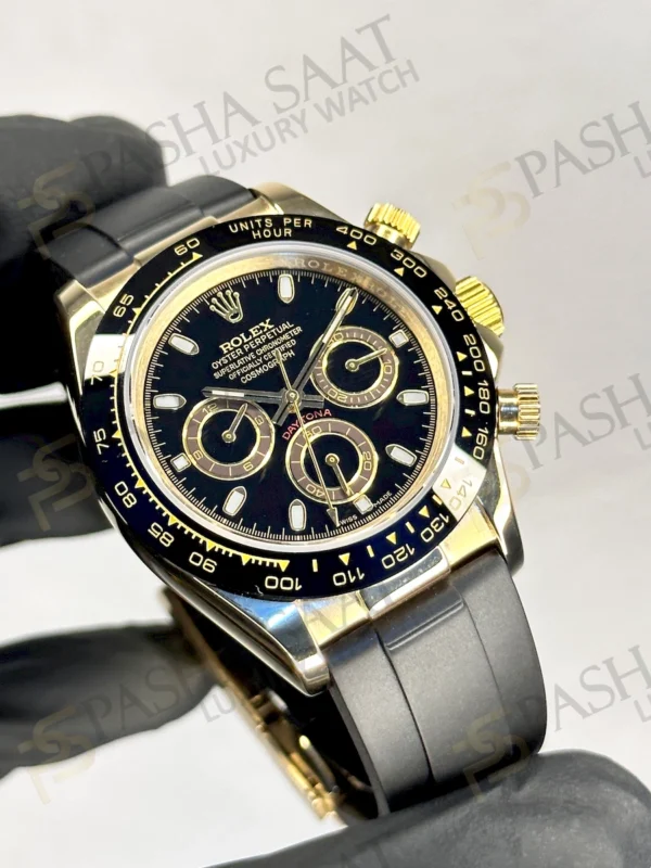 Rolex Daytona Altın Rengi Siyah Kadran Oysterflex