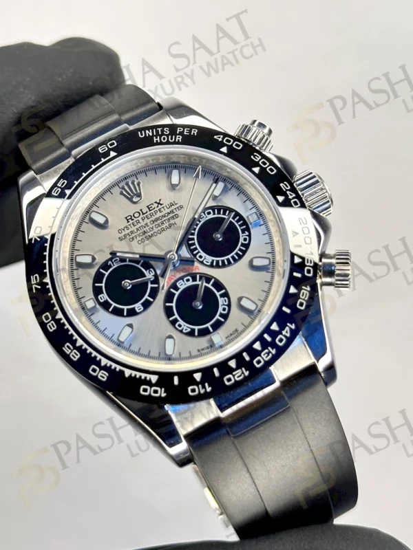 Rolex Daytona Silver Dial Oysterflex Kordon Replica Watch
