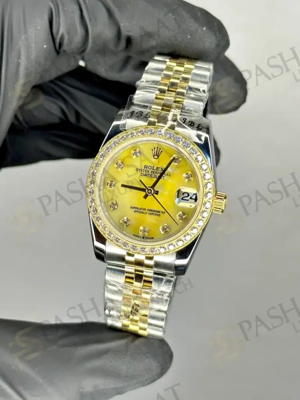 Rolex Datejust 31 Sarı Sedefli Taşlı Kadran Taşlı Bezel