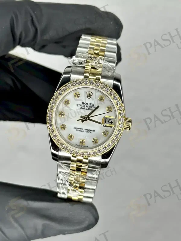 Rolex Datejust Sedefli Beyaz Taşlı Kadın Saati