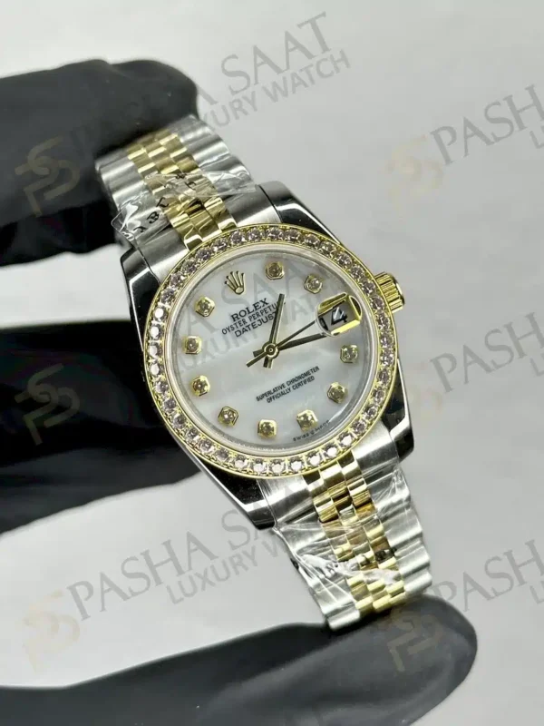 Rolex Datejust Sedefli Beyaz Taşlı Kadın Saati