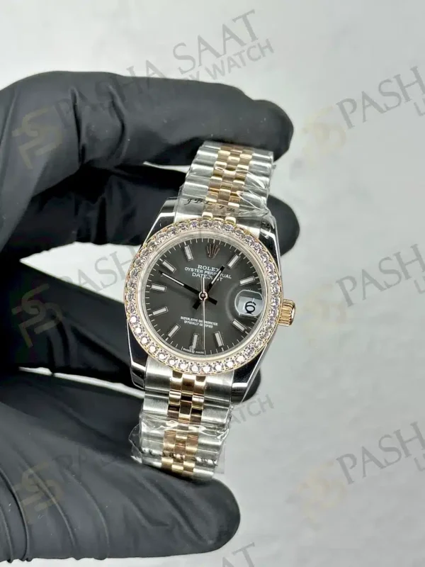 Rolex Datejust 31 Gri Kadran Taşlı Bezel