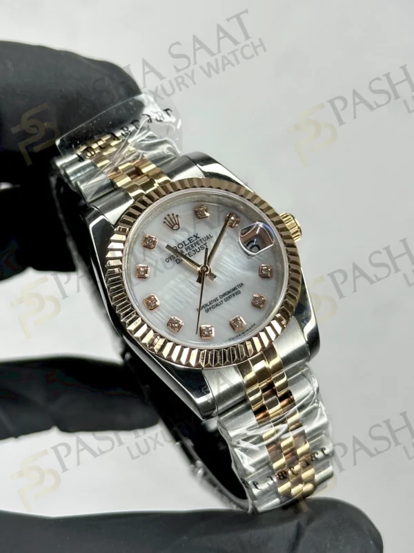 Rolex Datejust Beyaz Sedefli Kadran Replika Kadın Saati