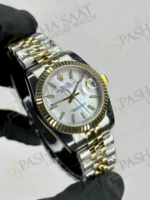 Rolex Datejust Çift Renk Gold Beyaz Sedefli Kadran