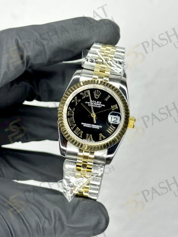 Rolex Datejust Çift Renk Sarı Siyah Romen Rakam