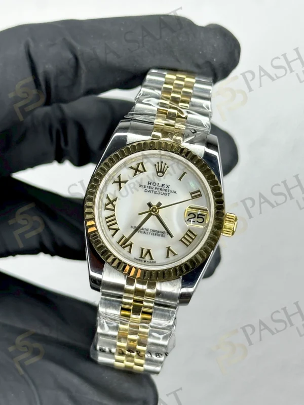 Rolex Datejust Çift Renk Sarı Beyaz Romen Rakam