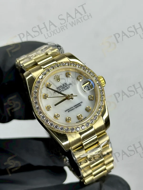 Rolex Datejust Altın Beyaz Taşlı Kadran Kadın Saati