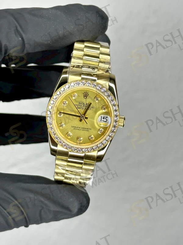 Rolex Datejust Altın Sarı Taşlı Kadran Replika Saat