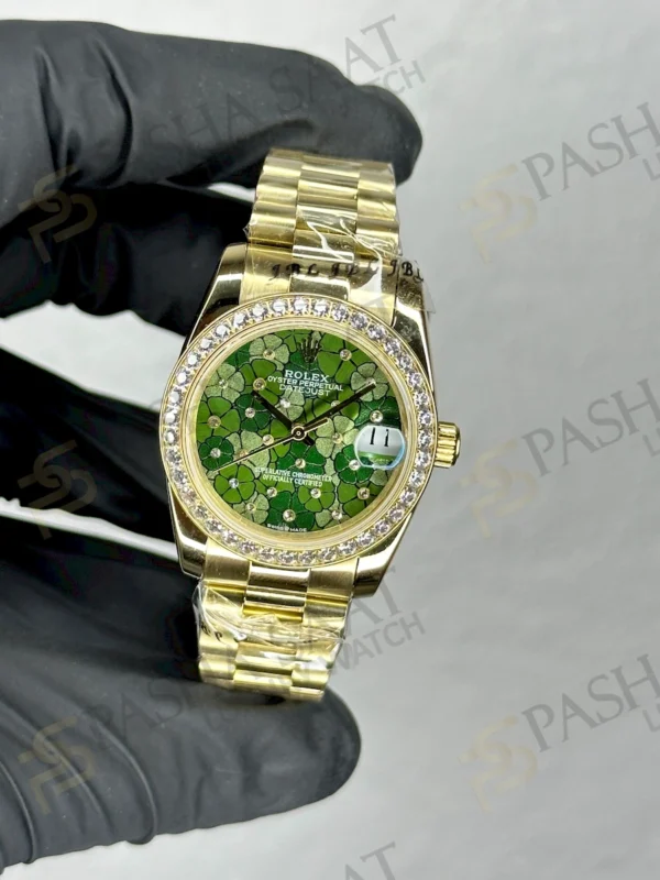 Rolex Datejust Sarı Altın Rengi Çiçek Desenli Saat