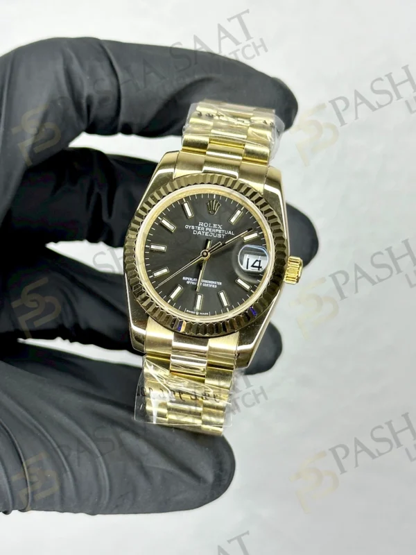 Rolex Datejust Sarı Altın Gri Kadran İmitasyon Saat