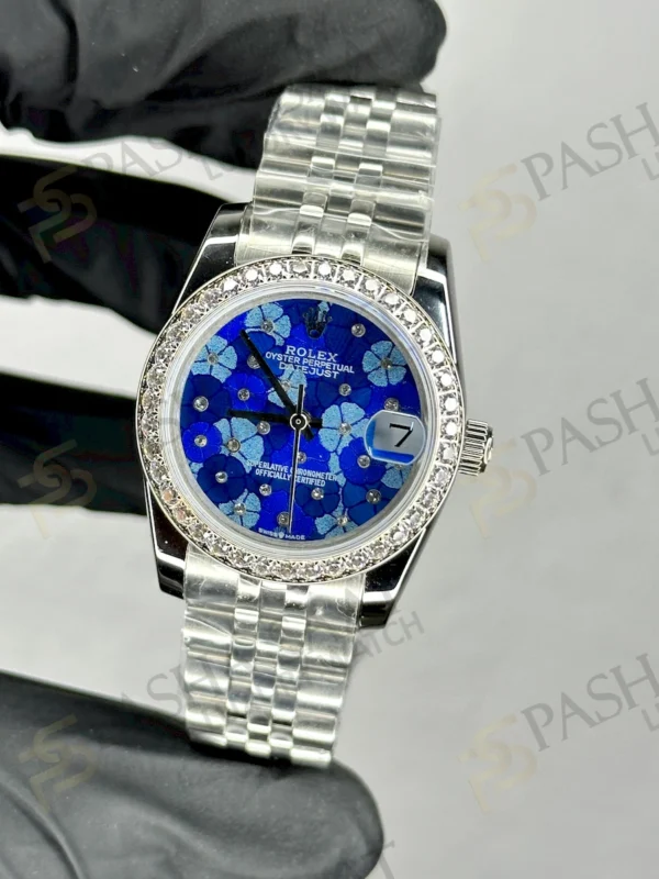 Rolex Datejust 31 Çelik Mavi Çiçek Desenli Replika Saat