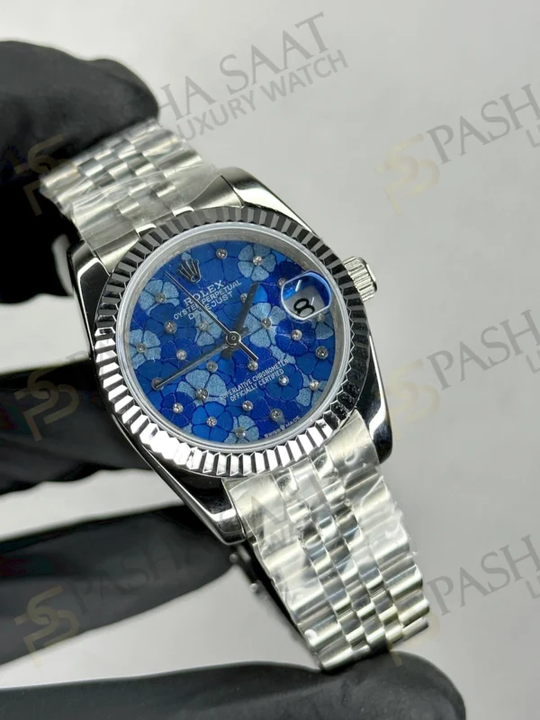 Rolex Datejust 31 Çelik Mavi Çiçek Desenli Kadın Saati