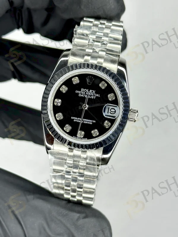 Rolex Datejust 31 Çelik Siyah Taşlı Kadran Replika Saat
