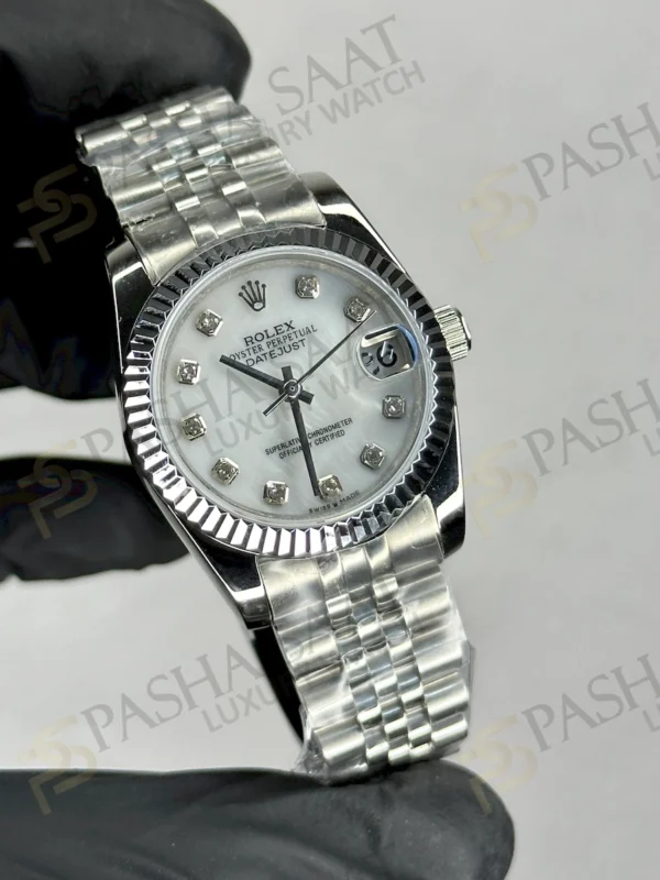 Rolex Datejust 31 Çelik Beyaz Taşlı Kadran Replika Saat