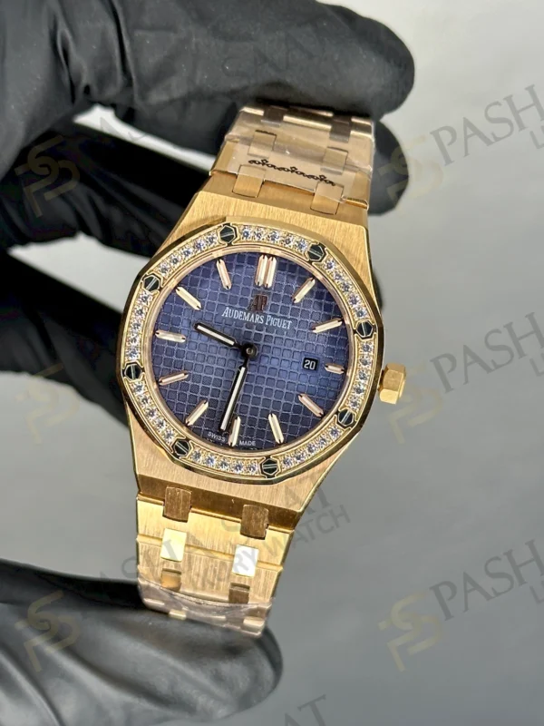 AP Royal Oak 33 Rose Gold Mavi Kadran Taşlı Bezel