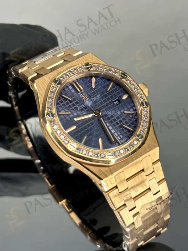 AP Royal Oak 33 Rose Gold Mavi Kadran Taşlı Bezel