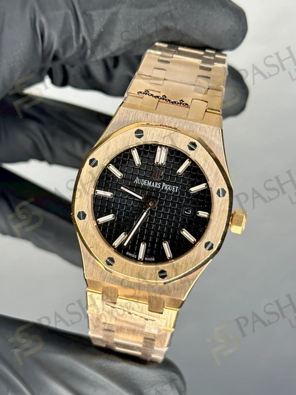 AP Royal Oak 33 Rose Gold Siyah Kadran Replika Saat