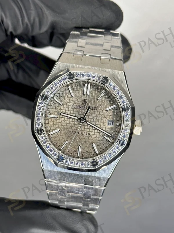 AP Royal Oak 37 Taşlı Bezel Gri Kadran