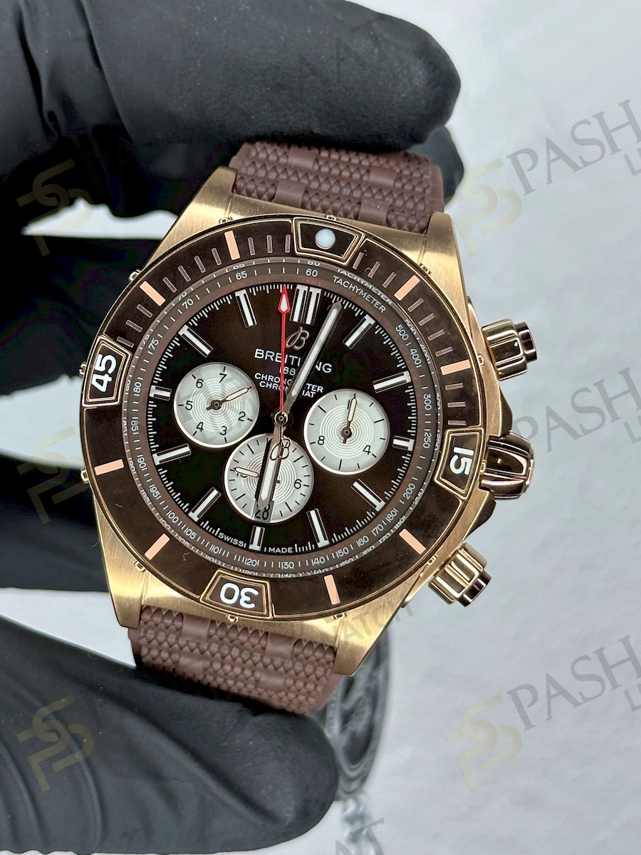 Breitling Chronomat Rose Gold Kahve Silikon Kordon Breitling Chronomat Rose Gold Kahve Silikon Kordon