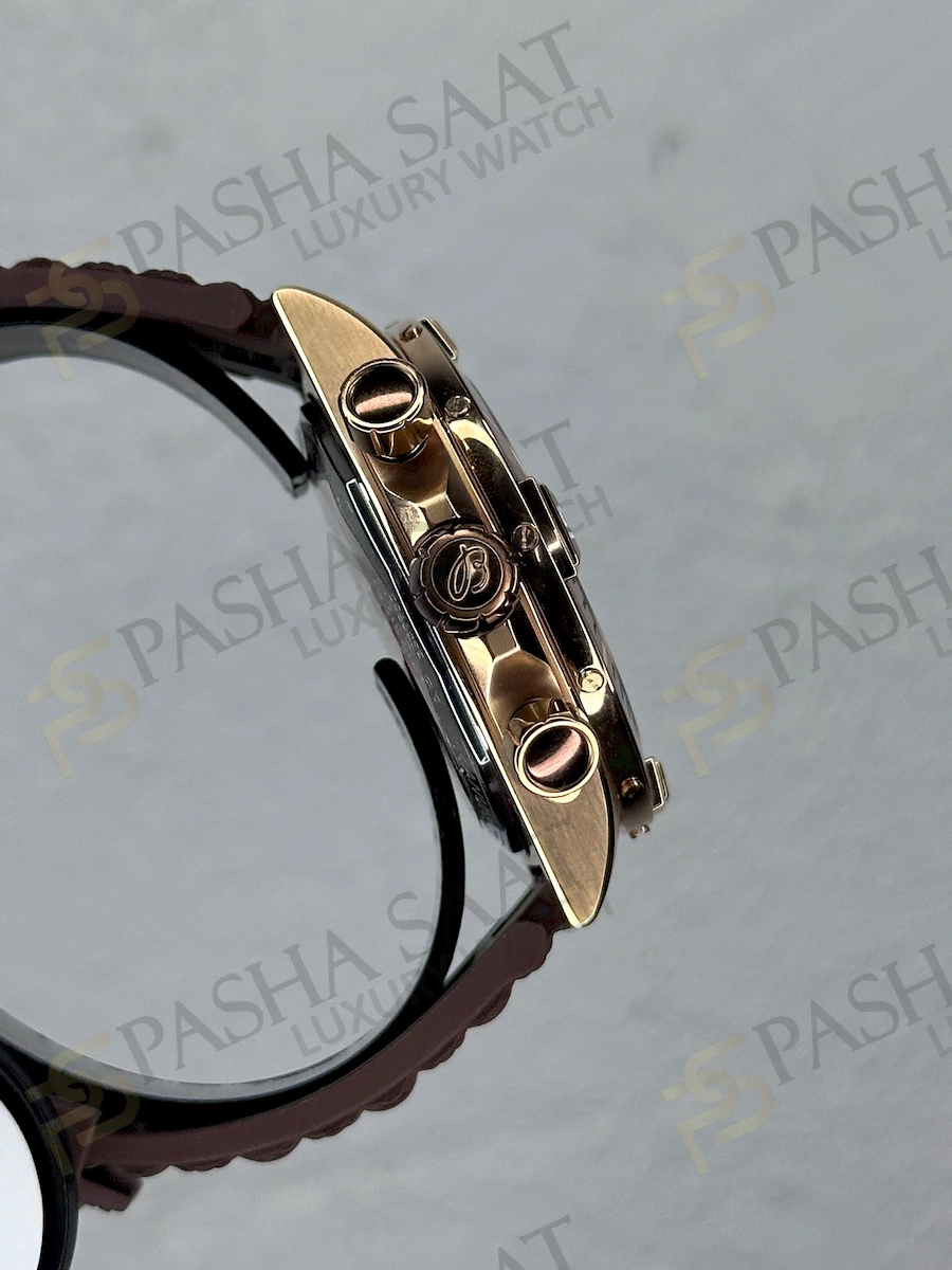 Breitling Chronomat Rose Gold Kahve Silikon Kordon Breitling Chronomat Rose Gold Kahve Silikon Kordon